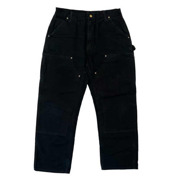 Vintage Carhartt 34x28 Original Fit Double Knees B01 BLK Black - Picture 3 of 6